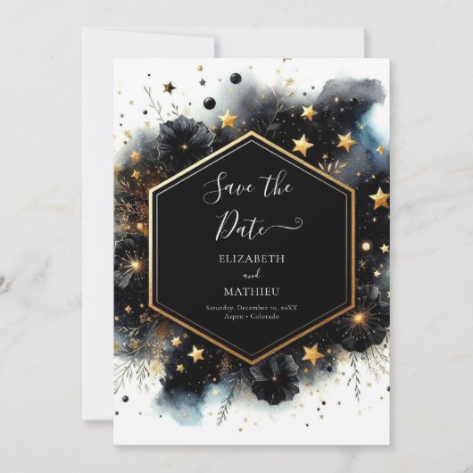 Chic unieke hemelse bruiloft save the date (Voorkant)