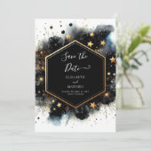Chic unieke hemelse bruiloft save the date (Staand voorkant)