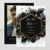 Chic unieke hemelse bruiloft save the date (Voorkant / Achterkant)