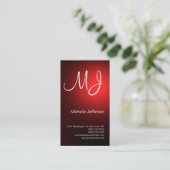Chic Unique Monogram Black Red Visitekaartje (Staand voorkant)