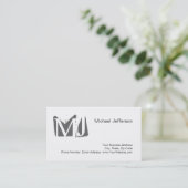 Chic Unique Monogram White Grey Visitekaartje (Staand voorkant)