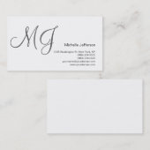 Chic Unique Monogram White Grey Visitekaartje (Voorkant / Achterkant)