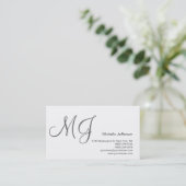 Chic Unique Monogram White Grey Visitekaartje (Staand voorkant)