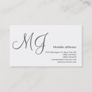 Chic Unique Monogram White Grey Visitekaartje