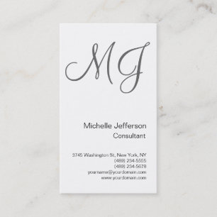 Chic Unique Monogram White Grey Visitekaartje