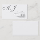 Chic Unique Monogramme Blanc Gris Carte de visite (Devant / Derrière)
