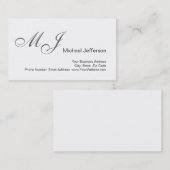 Chic Unique Monogramme Blanc Gris Carte de visite (Devant / Derrière)