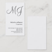 Chic Unique Monogramme Blanc Gris Carte de visite (Devant / Derrière)