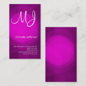 Chic unique Monogramme rose violet Carte de visite (Devant / Derrière)
