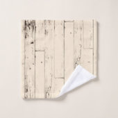 Chic Usé Crème Bois Rustique Ferme Grange (Gant de toilette)