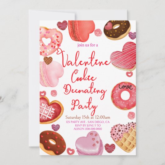 Chic Valentijnse Cookie Decorating Party Kaart (Voorkant)