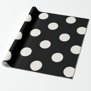 Chic Vanilla Polka Dots Patroon op Black Wedding Cadeaupapier