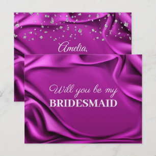 Chic Velvet Paarse Zijde word mijn Bridesmaid Briefkaart