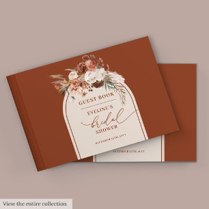 Chic verbrand sinaasappel pampas boho bruids gaste gastenboek