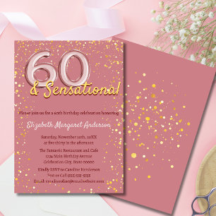 Chic Verfijnde Roze Gouden Glitters 60e Verjaardag Kaart
