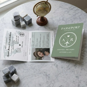 Chic Vert Sauge Photo de passeport Invitation de m