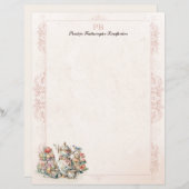 Chic Victoriaans Tea Monogrammed Stationery Paper (Voorkant / Achterkant)
