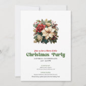 Chic Victorian Christmas flowers party invitation (Devant)