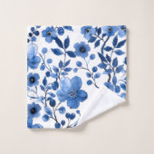 Chic Vintage bleu Floral Motifs Monogramme (Gant de toilette)