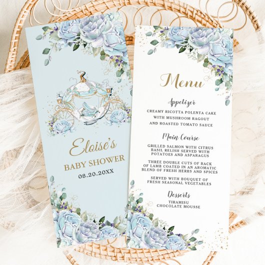 Chic Vintage Blue Roses Princess Carrie Menu