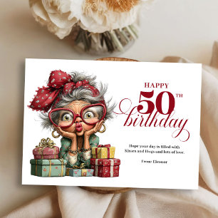 Chic vintage humour femme 50 ans carte d'anniversa