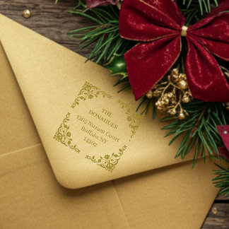 Chic Vintage Ornate Floral Frame Family Address Rubberstempel