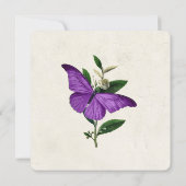 Chic Vintage Papillons pourpres Faire-part de mari (Dos)