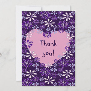 Chic Violet Blush Flower Heart Bedankt Card Kaart