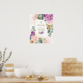 Chic Violet Blush Tropische Floral Greenery Baptis Poster (Keuken)