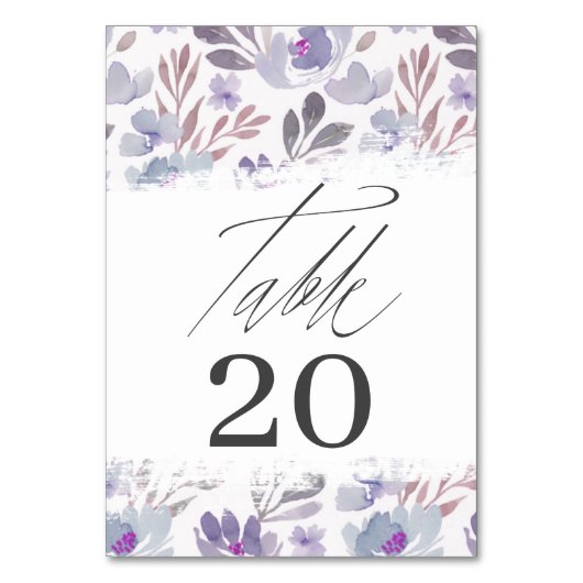 Chic violet Mariage floral Numéro de table (Par défaut)