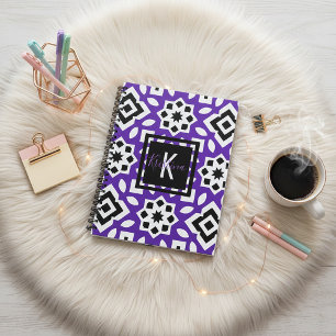 Chic violet noir & blanc géométrique Personnalisé