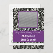 chic violet photo Graduation Invitation (Devant / Derrière)