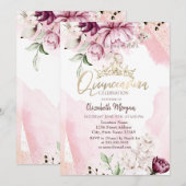 Chic Violet Rozen Crown Quinceañera Kaart (Voorkant / Achterkant)