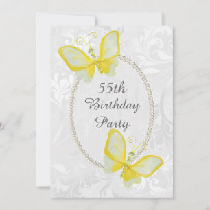 Chic Vlinders Damask 55e Verjaardag Dubbelzijdig Kaart