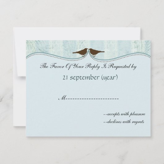 Chic volière bleue, inséparables RSVP (Dos)