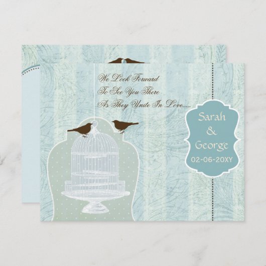 Chic volière bleue, inséparables RSVP (Devant / Derrière)