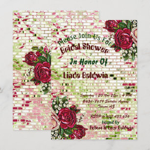 Chic Vrijgezellenfeest Burgundy Red Rose Rustic Kaart