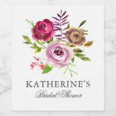 Chic Vrijgezellenfeest Fuchsia Roze Bloemen Custom Wijn Etiket (Enkel label)