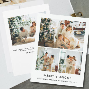 Chic vrolijk en helder Kerst-minimalistisch foto Feestdagenkaart