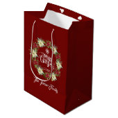 Chic vrolijk kerst poinsettia monogram medium cadeauzakje (Voorkant Gekanteld)