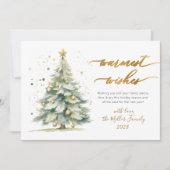 Chic Warmest Wishes Gold Script Kerstboom Feestdagenkaart (Voorkant)