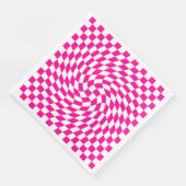 Chic Warped Checkered Pattern Magenta Roze & Wit Servet (Hoek)