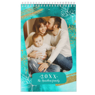Chic Watercolor Aangepaste Foto 2022 Familie Kalender