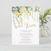 Chic Watercolor Blooming Lemons Bridal Shower  Kaart (Staand voorkant)