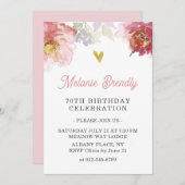 Chic Watercolor Floral 70e anniversaire Invitation (Devant / Derrière)