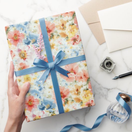 Chic Watercolor Floral Boho Wildflower Gift Wrap  Cadeaupapier (Geschenken)