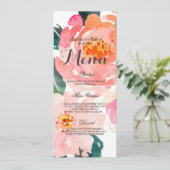 Chic Watercolor Floral Menu Mariage (Debout devant)