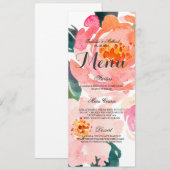 Chic Watercolor Floral Menu Mariage (Devant / Derrière)