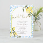 Chic Watercolor Lemons Bridal Shower Kaart (Staand voorkant)