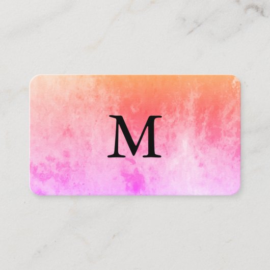 Chic Watercolor met Monogram Visitekaartje (Voorkant)